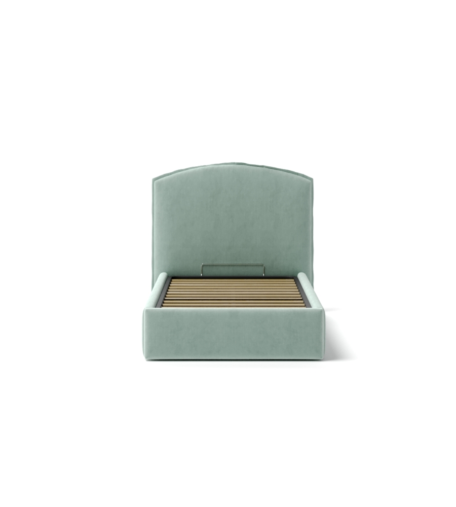 LETTO SINGOLO CONTENITORE "MOON" IN TESSUTO CELESTE 90X190 CM