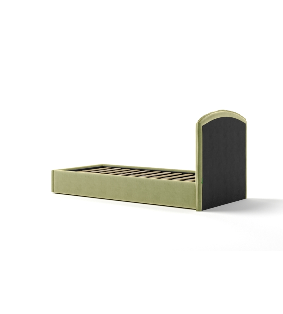 LETTO SINGOLO CONTENITORE "MOON" IN TESSUTO VERDE 90X190 CM