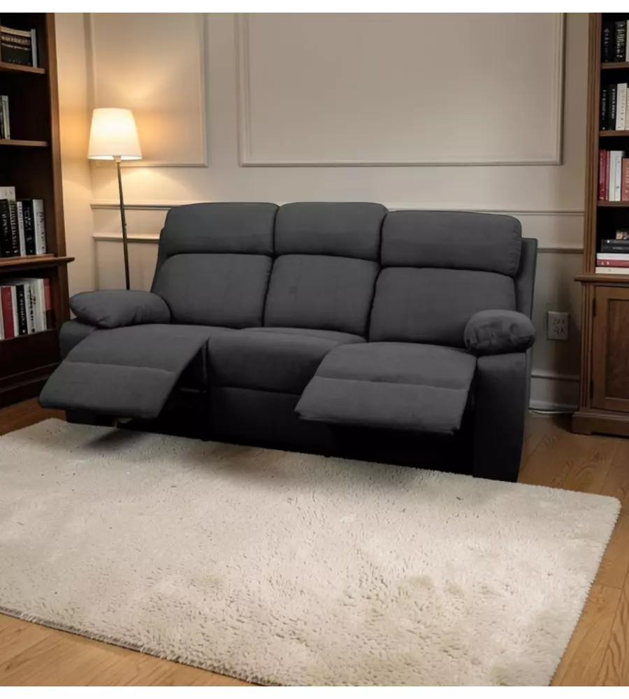 Divano 3 posti BellaHome "Annika" con recliner manuale 198x93x101 cm