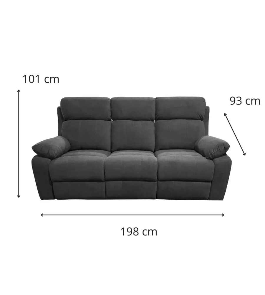 DIVANO 3 POSTI BELLAHOME "ANNIKA" CON RECLINER MANUALE, 198X93X101 CM