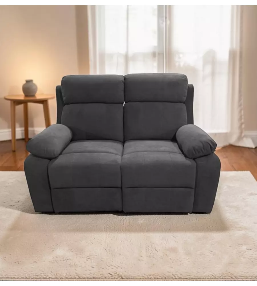 DIVANO 2 POSTI BELLAHOME "ANNIKA" CON RECLINER MANUALE GRIGIO CANNA DI FUCILE 145X93X101 CM