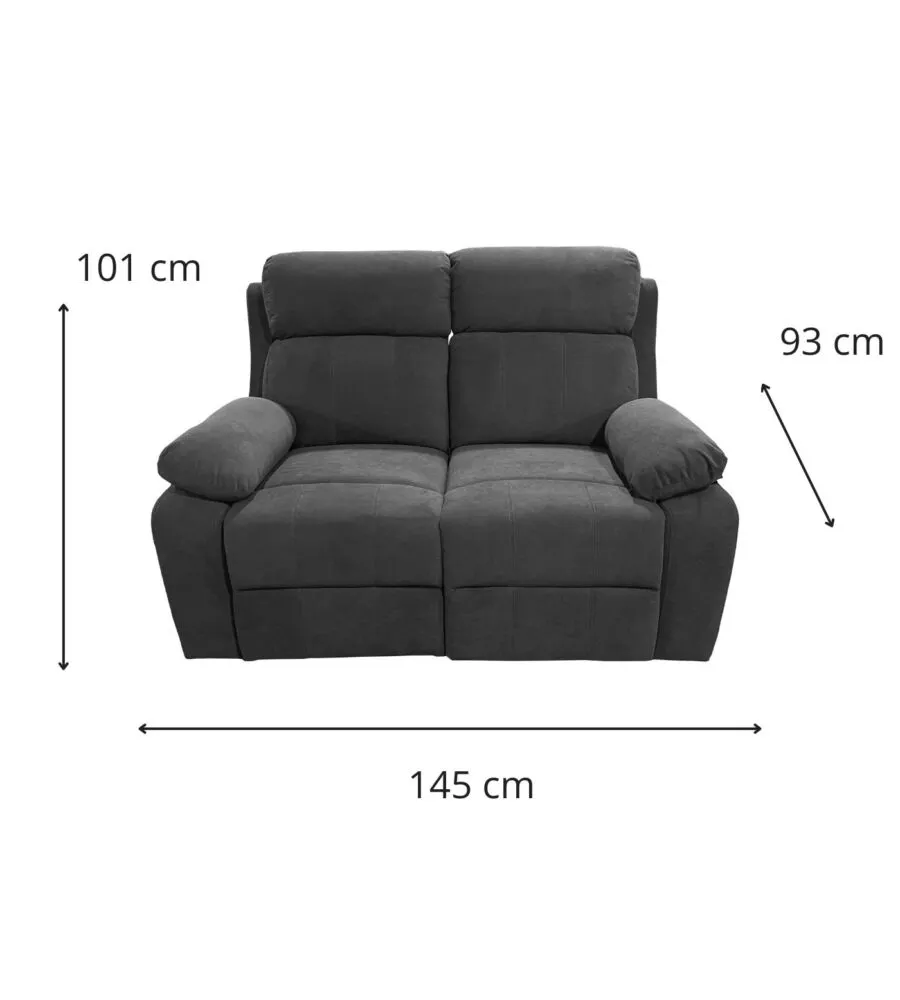 DIVANO 2 POSTI BELLAHOME "ANNIKA" CON RECLINER MANUALE, 145X93X101 CM