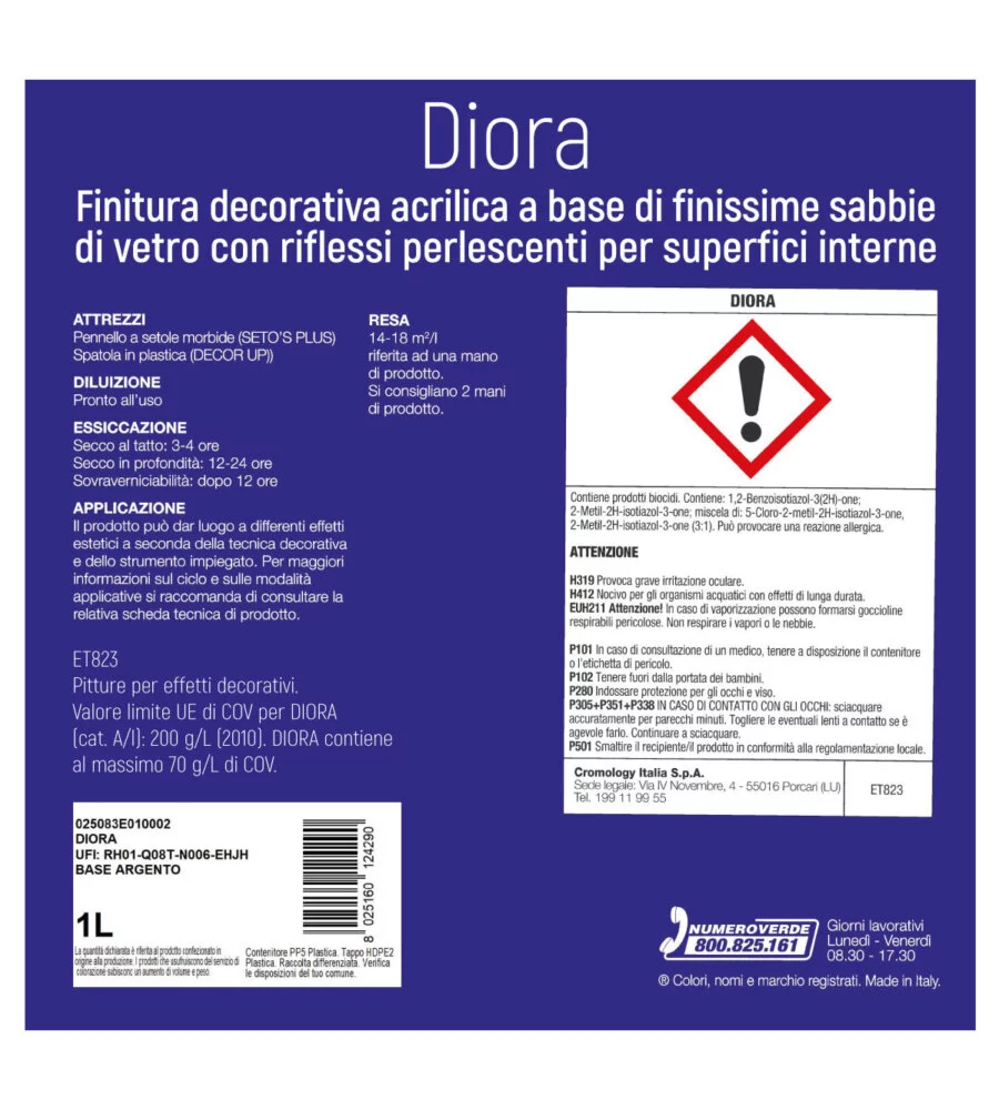 PITTURA DECORATIVA MAX MEYER "DIORA" BASE ARGENTO, 1 LITRO