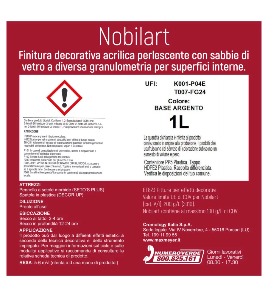 PITTURA DECORATIVA MAX MEYER "NOBIL ART" BASE ARGENTO, 1 LITRO