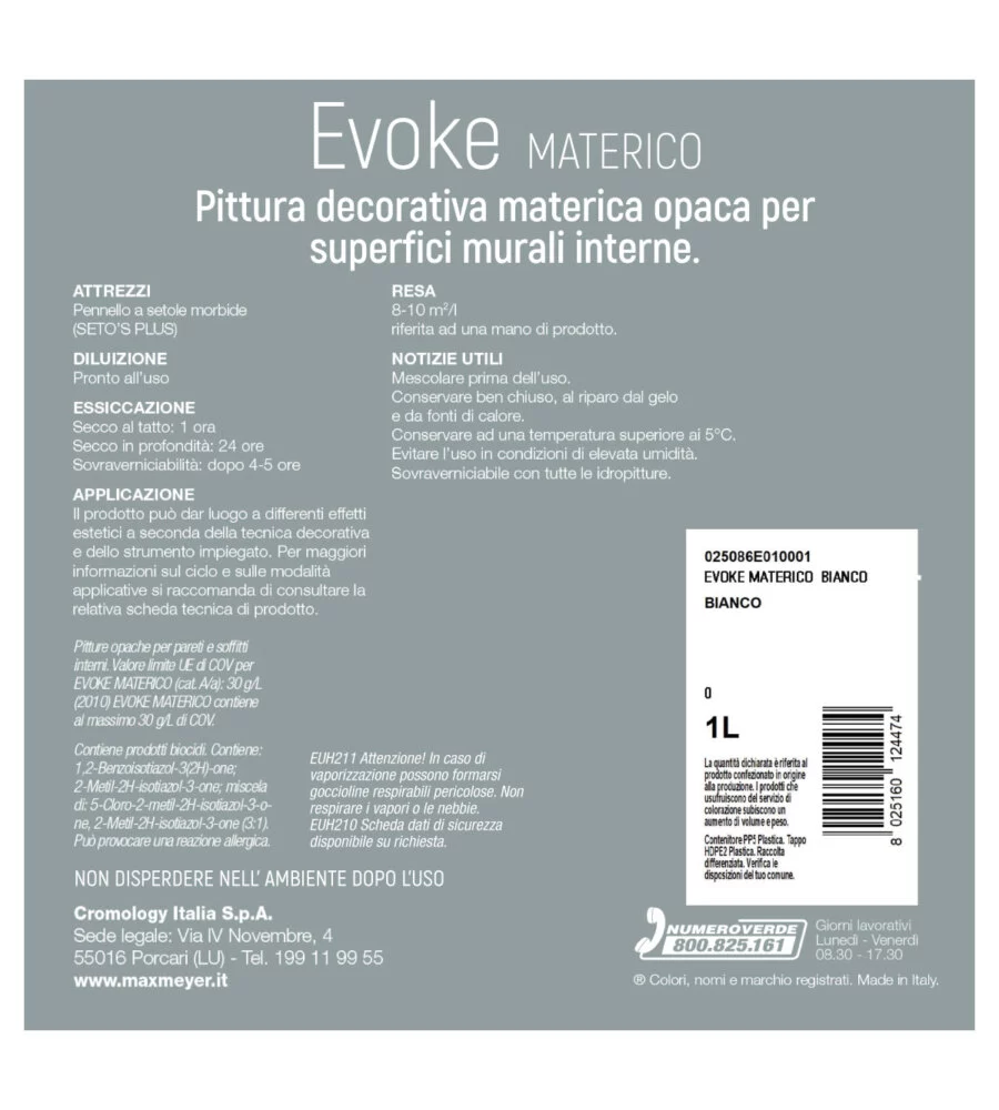 PITTURA DECORATIVA MAX MEYER "EVOKE MATERICO" EFFETTO MATERICO, 1 LITRO