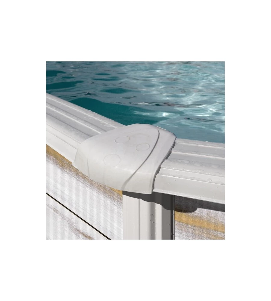 PISCINA FUORI TERRA OVALE GRE "FINLANDIA" IN ACCIAIO EFFETTO LEGNO NORDICO 500X300X120 - COD. KIT500N