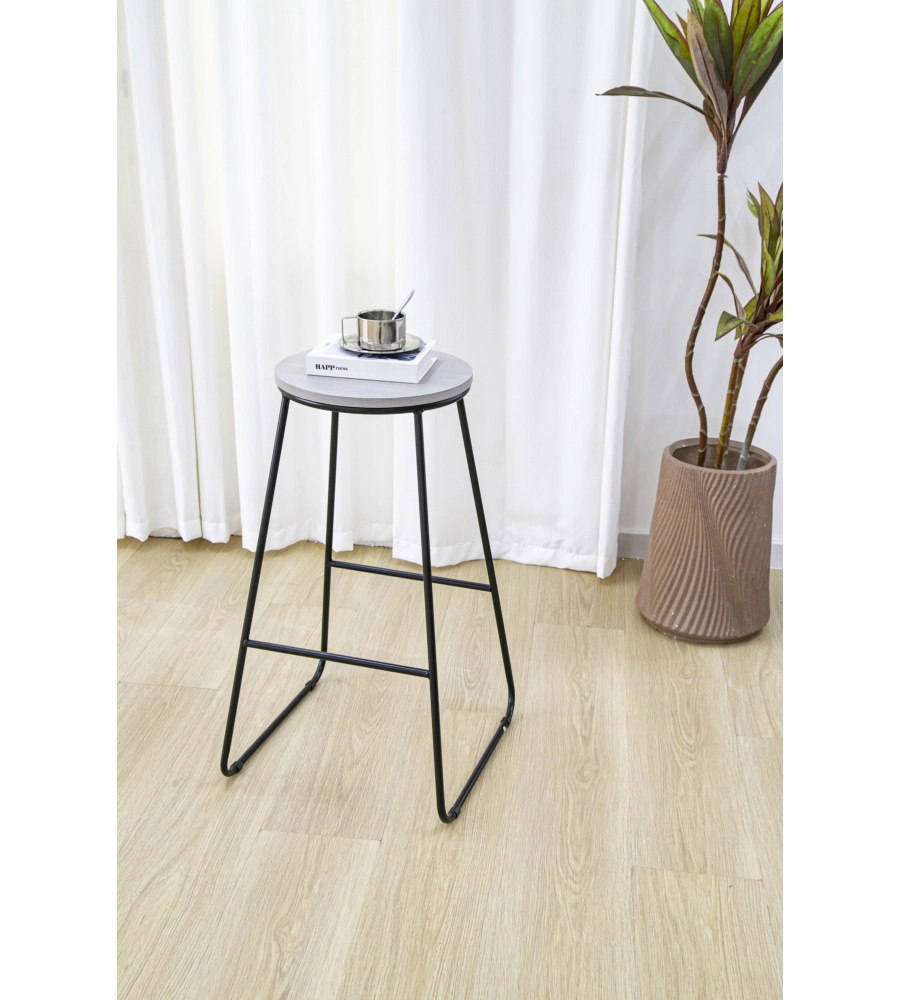 SGABELLO ROTONDO BELLAHOME "INDUSTRIAL" GRIGIO 32X32X71 CM