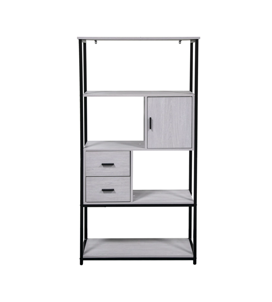 LIBRERIA CON CASSETTI BELLAHOME "INDUSTRIAL" GRIGIO 80X30X160 CM