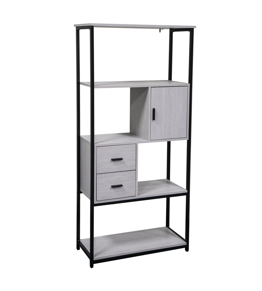 LIBRERIA CON CASSETTI BELLAHOME "INDUSTRIAL" GRIGIO 80X30X160 CM