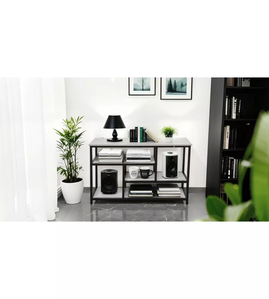 SCAFFALE MULTIUSO BELLAHOME "INDUSTRIAL" GRIGIO 100X30X65 CM