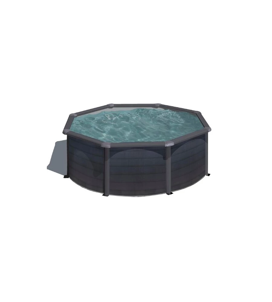 PISCINA FUORI TERRA ROTONDA GRE "KEA" IN ACCIAIO COLORE GRAFITE 300X300X120 - COD. KIT300GF