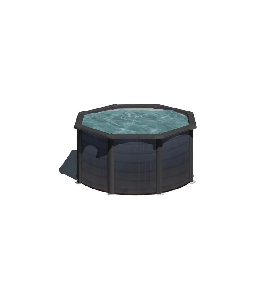 PISCINA FUORI TERRA ROTONDA GRE "KEA" IN ACCIAIO COLORE GRAFITE 240X240X120 - COD. KIT240GF