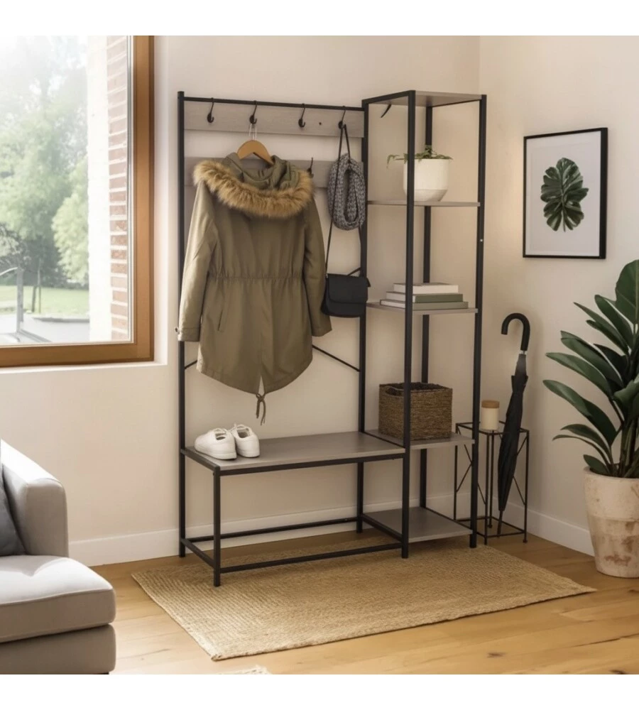 MOBILE DA INGRESSO BELLAHOME "INDUSTRIAL" GRIGIO 110X40X180 CM