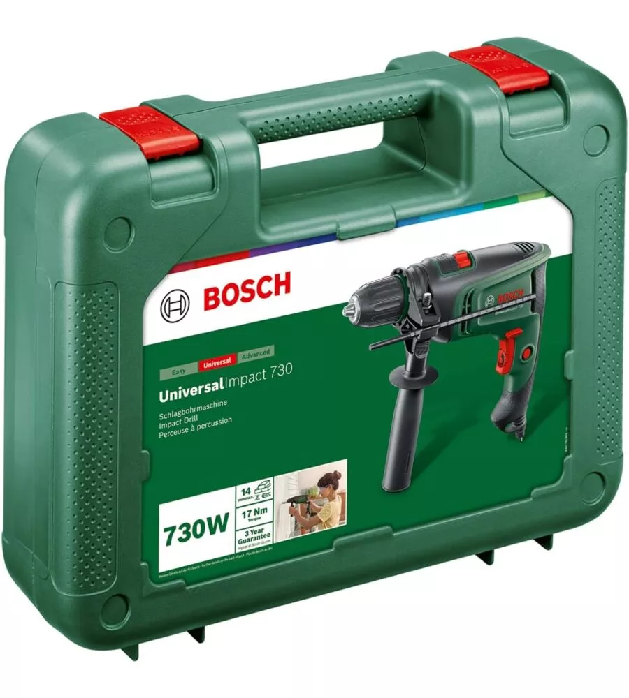 KIT VALIGETTA TRAPANO BATTENTE A PERCUSSIONE ELETTRICO BOSCH "UNIVERSAL IMPACT 730" 730 W