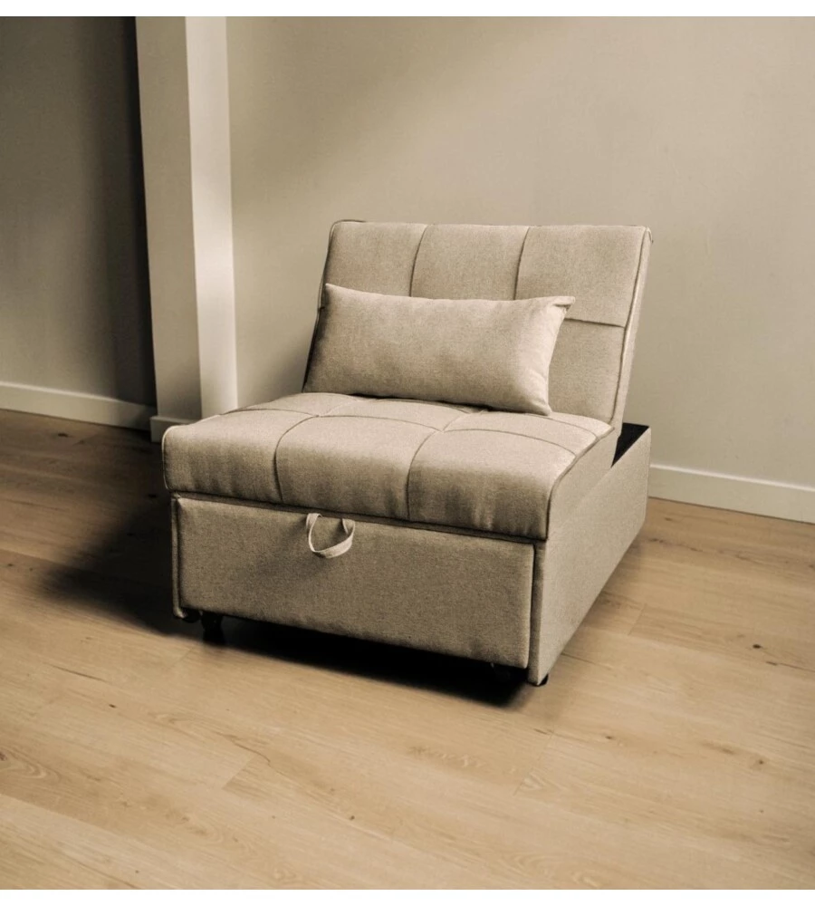 POUF 3 IN 1 BELLAHOME "KING" TRASFORMABILE IN POLTRONA E LETTO TORTORA 112X81X88 CM
