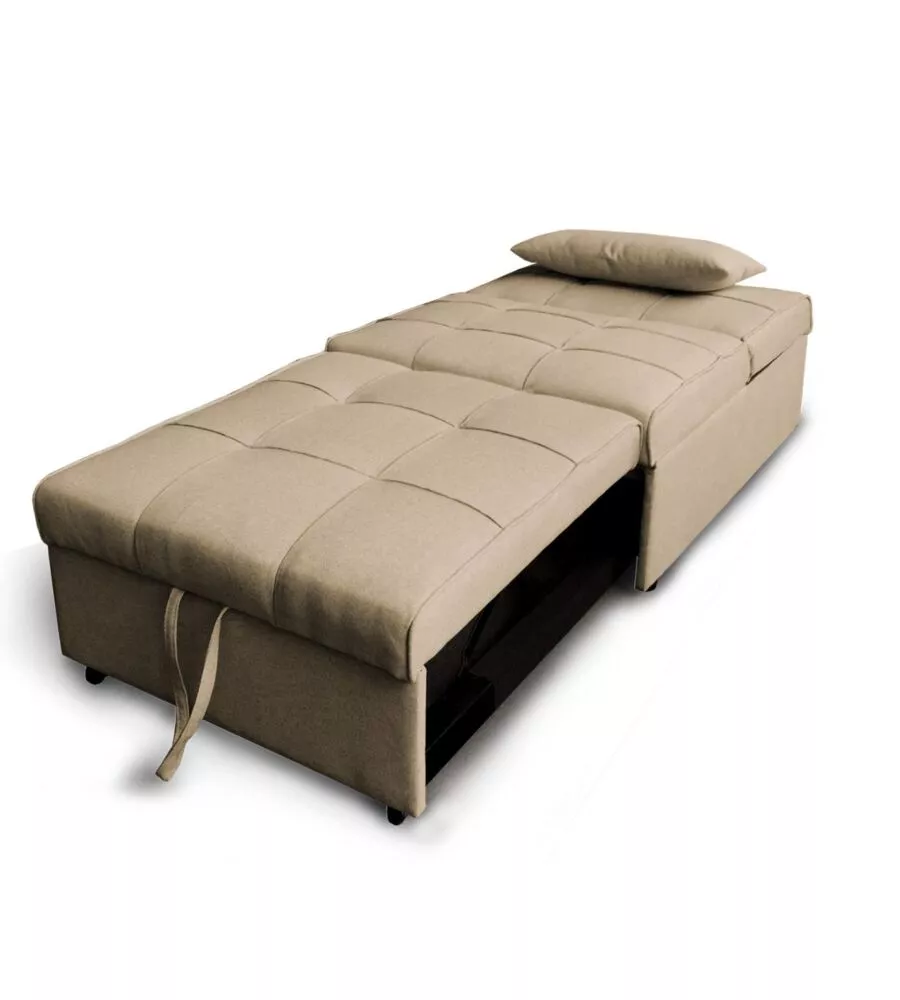 POUF 3 IN 1 BELLAHOME "KING" TRASFORMABILE IN POLTRONA E LETTO TORTORA 112X81X88 CM