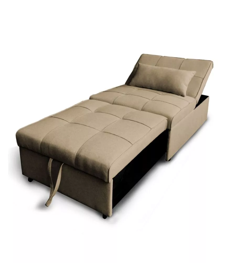 POUF 3 IN 1 BELLAHOME "KING" TRASFORMABILE IN POLTRONA E LETTO TORTORA 112X81X88 CM