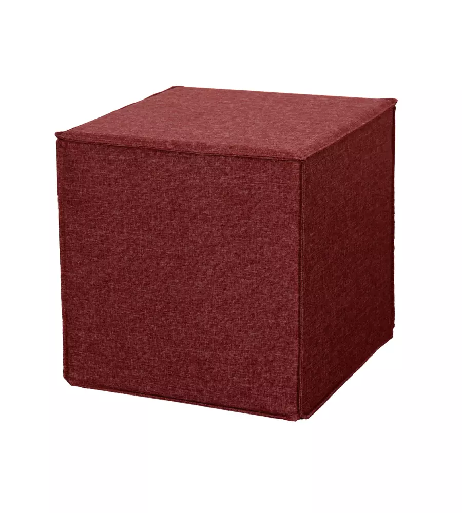 POUF PIEGHEVOLE BELLAHOME "DADO" IN TESSUTO RIMOVIBILE BORDEAUX, 41X41X41 CM