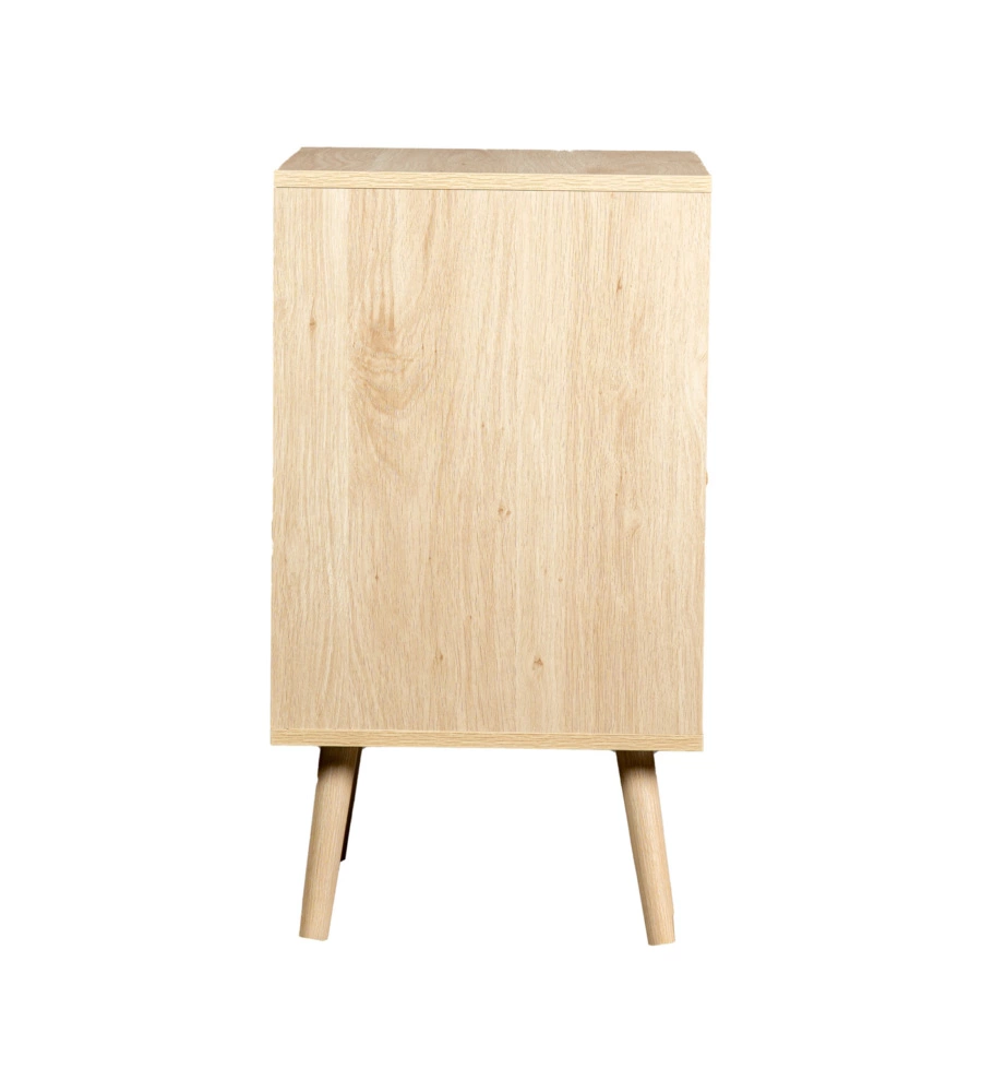 MOBILETTO MULTIFUNZIONALE BELLAHOME CON PORTA BATTENTE IN RATTAN, 40X39X71 CM