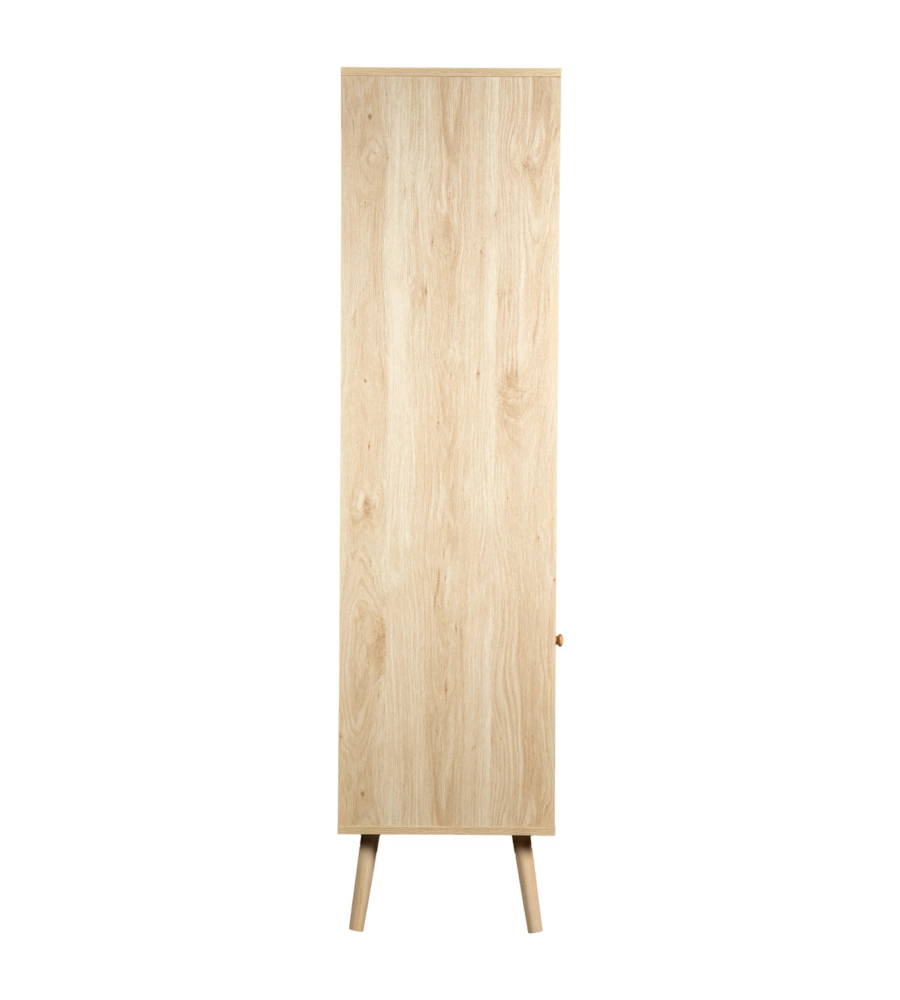 LIBRERIA MULTIFUNZIONE BELLA HOME CON PORTA BATTENTE IN RATTAN E 4 RIPIANI 40X40X158,5 CM