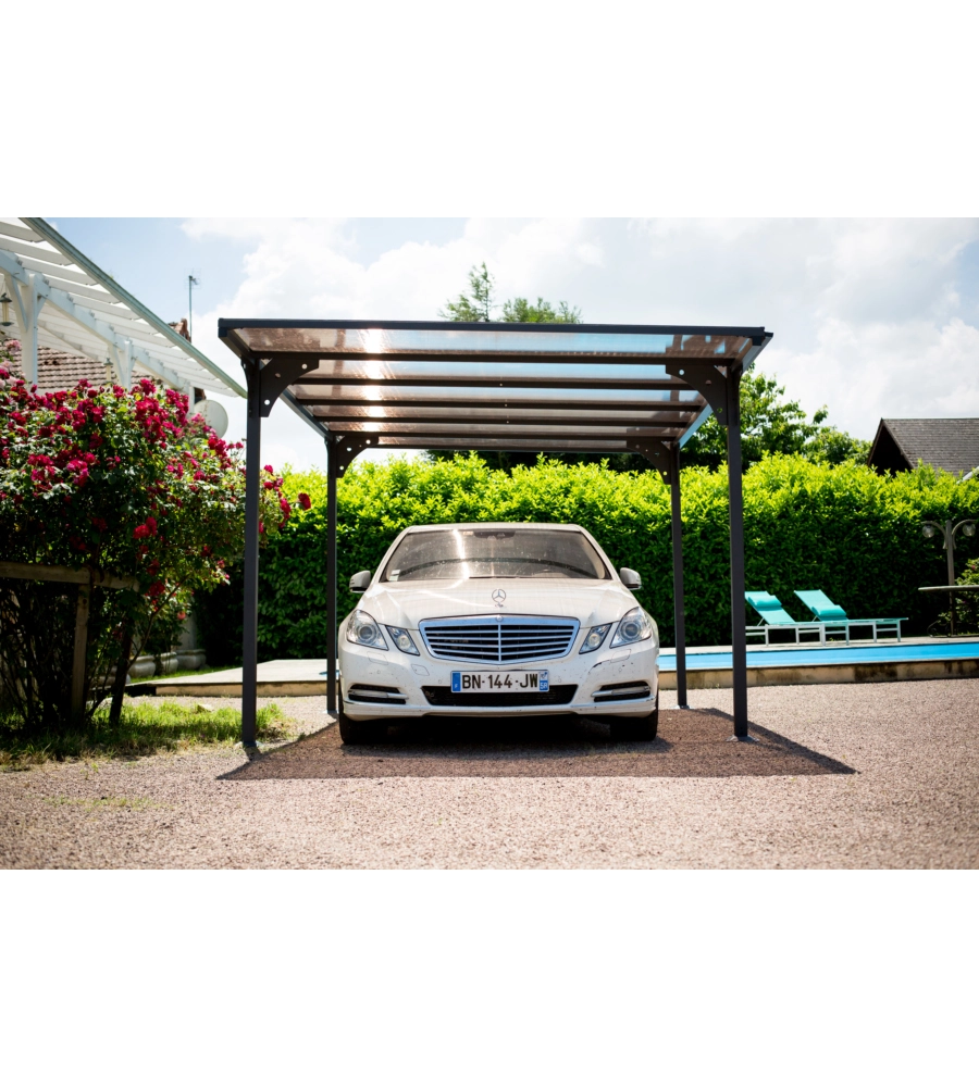 CARPORT AUTO IN ALLUMINIO E POLICARBONATO HABRITA "CAR 3050 ALTP T" 5,00X2,88X2,32 MT