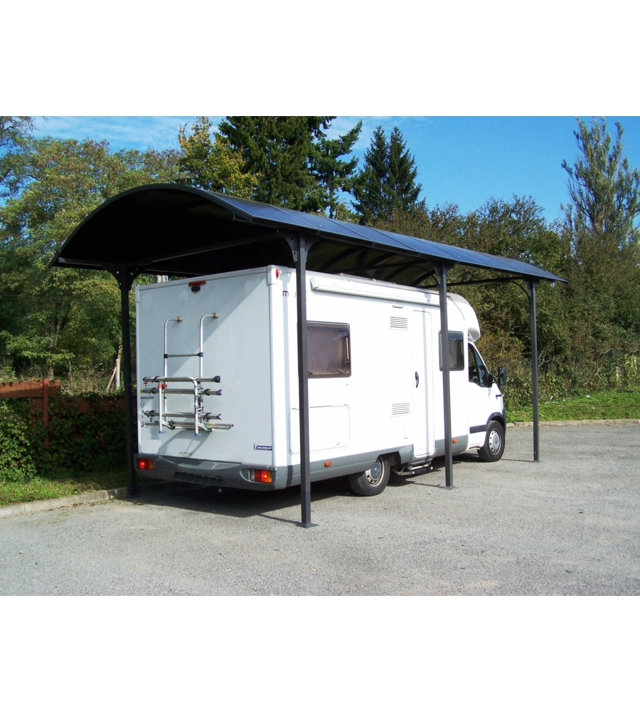 CARPORT AUTO IN ALLUMINIO E POLICARBONATO HABRITA "CAR 3676 ALCC T" 1 POSTO 3,59X7,62X3,60 MT