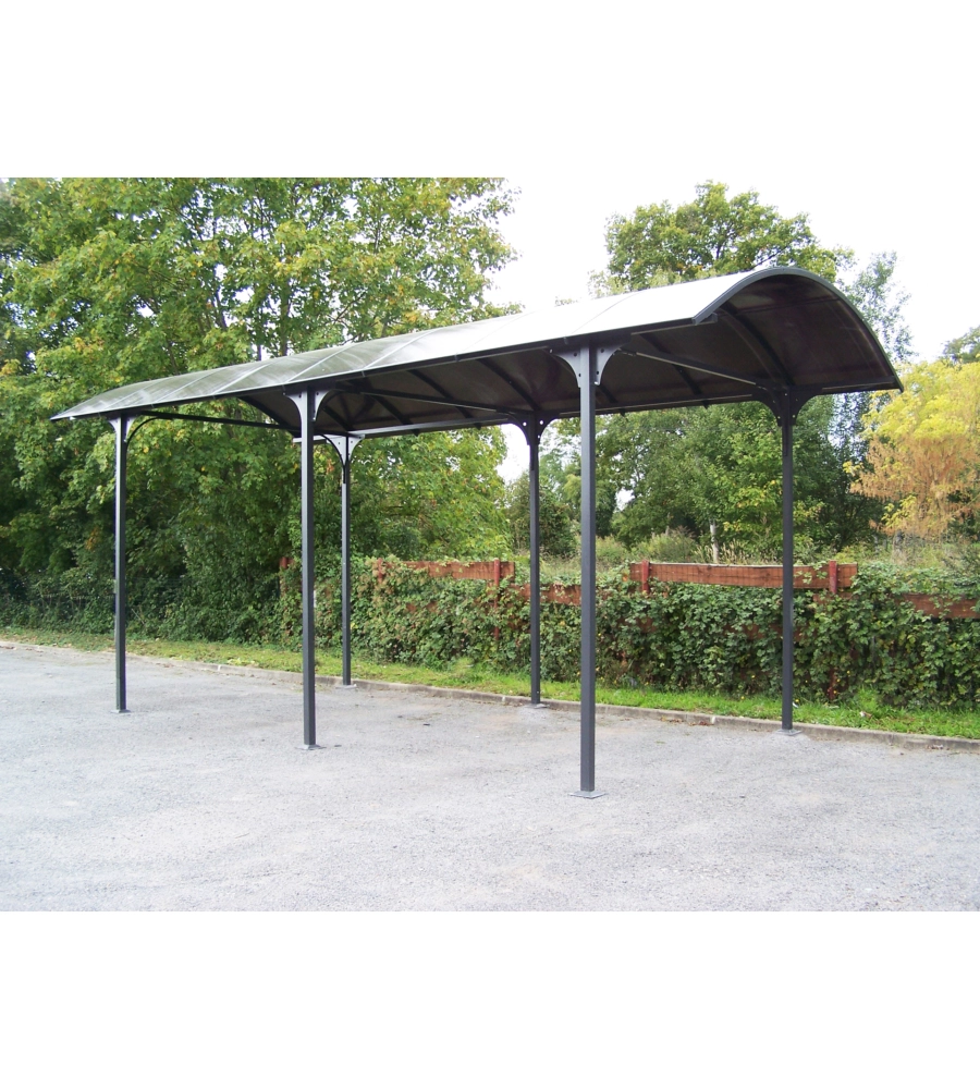 CARPORT AUTO IN ALLUMINIO E POLICARBONATO HABRITA "CAR 3676 ALCC T" 1 POSTO 3,59X7,62X3,60 MT