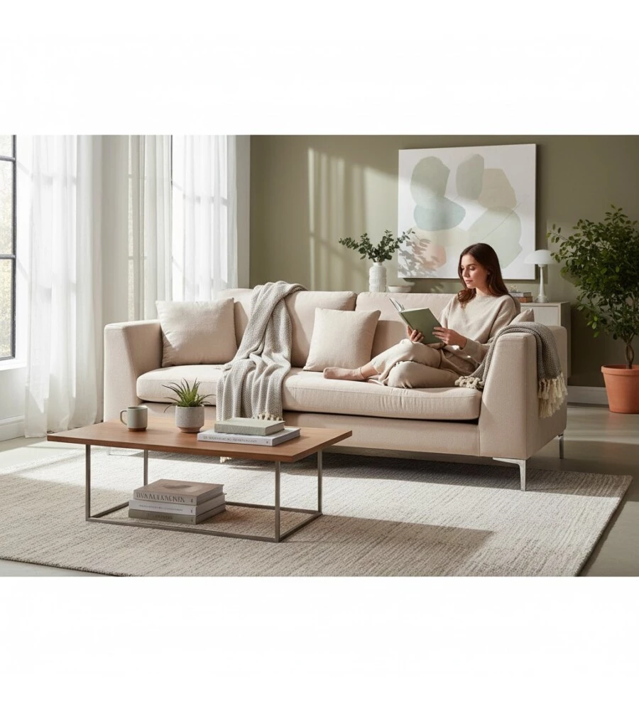 DIVANO 3 POSTI BELLAHOME "CAMILLA" BEIGE 222X104X56,5 CM