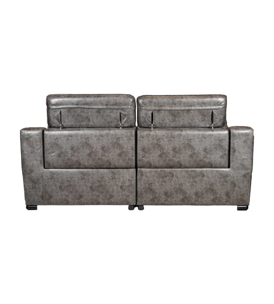 DIVANO 3 POSTI BELLAHOME "GIULIA" CON SISTEMA RELAX, IN ECOPELLE EFFETTO INVECCHIATO GRIGIO 210X106X85 CM
