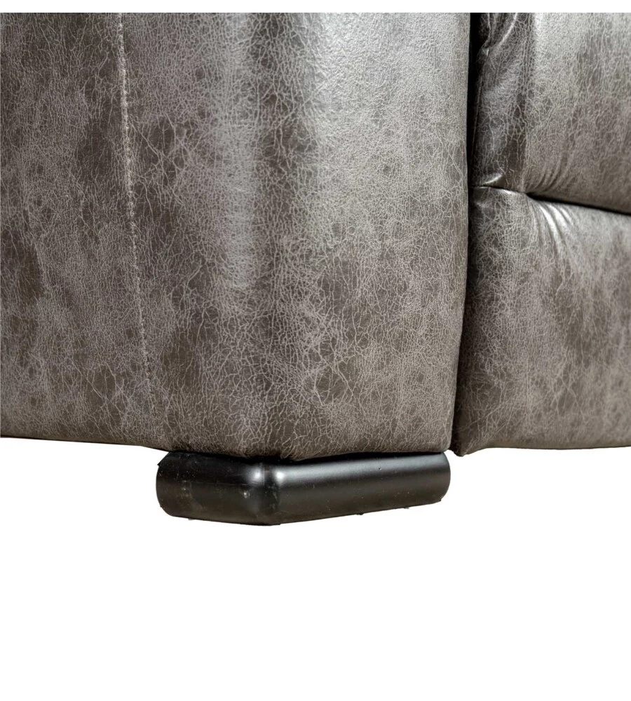 DIVANO 3 POSTI BELLAHOME "GIULIA" CON SISTEMA RELAX, IN ECOPELLE EFFETTO INVECCHIATO GRIGIO 210X106X85 CM