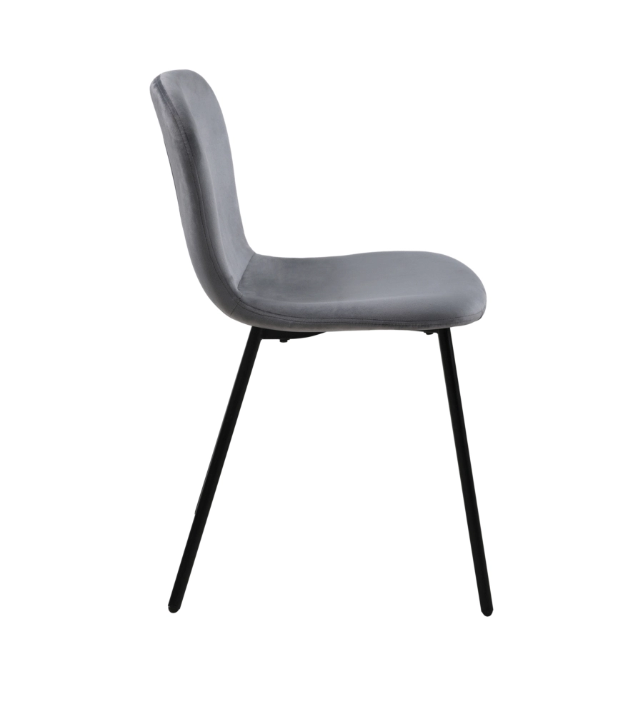 SET PRANZO BELLAHOME "CABRERA" TAVOLO ESTENSIBILE NERO EFFETTO MARMO E 4 SEDIE VELLUTO GRIGIO