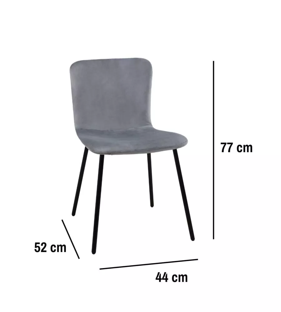 SET PRANZO BELLAHOME "CABRERA" TAVOLO ESTENSIBILE NERO EFFETTO MARMO E 4 SEDIE VELLUTO GRIGIO