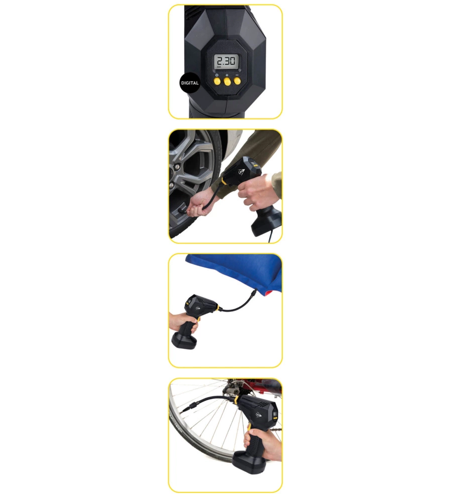 COMPRESSORE AD ARIA PORTATILE DIGITALE IN ABS, 120 W