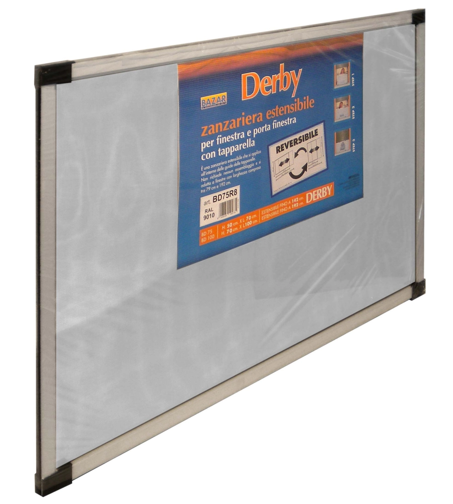 ZANZARIERA ESTENSIBILE "DERBY" ARGENTO 70X50 CM