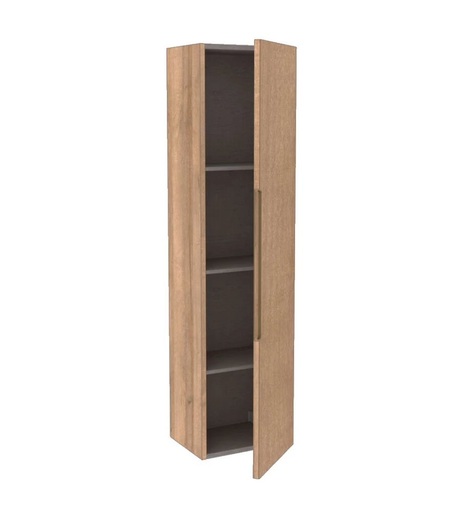 COLONNA PENSILE SOSPESA DECOR BAGNO "CANALETTO" CON 1 ANTA COLORE ROVERE, 35X28X138 CM