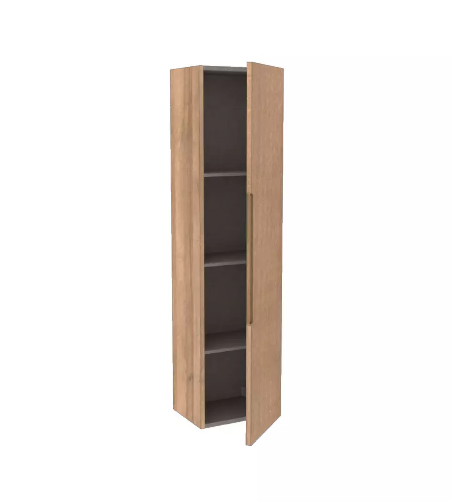 COLONNA PENSILE SOSPESA DECOR BAGNO "CANALETTO" CON 1 ANTA COLORE ROVERE, 35X28X138 CM