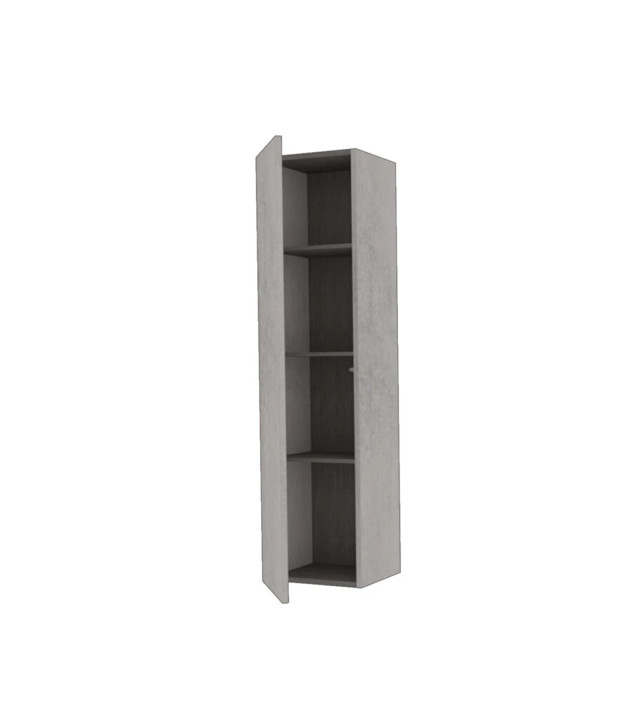 COLONNA PENSILE SOSPESA DECOR BAGNO CON 1 ANTA COLORE GRIGIO CALDO, 35X28X138 CM
