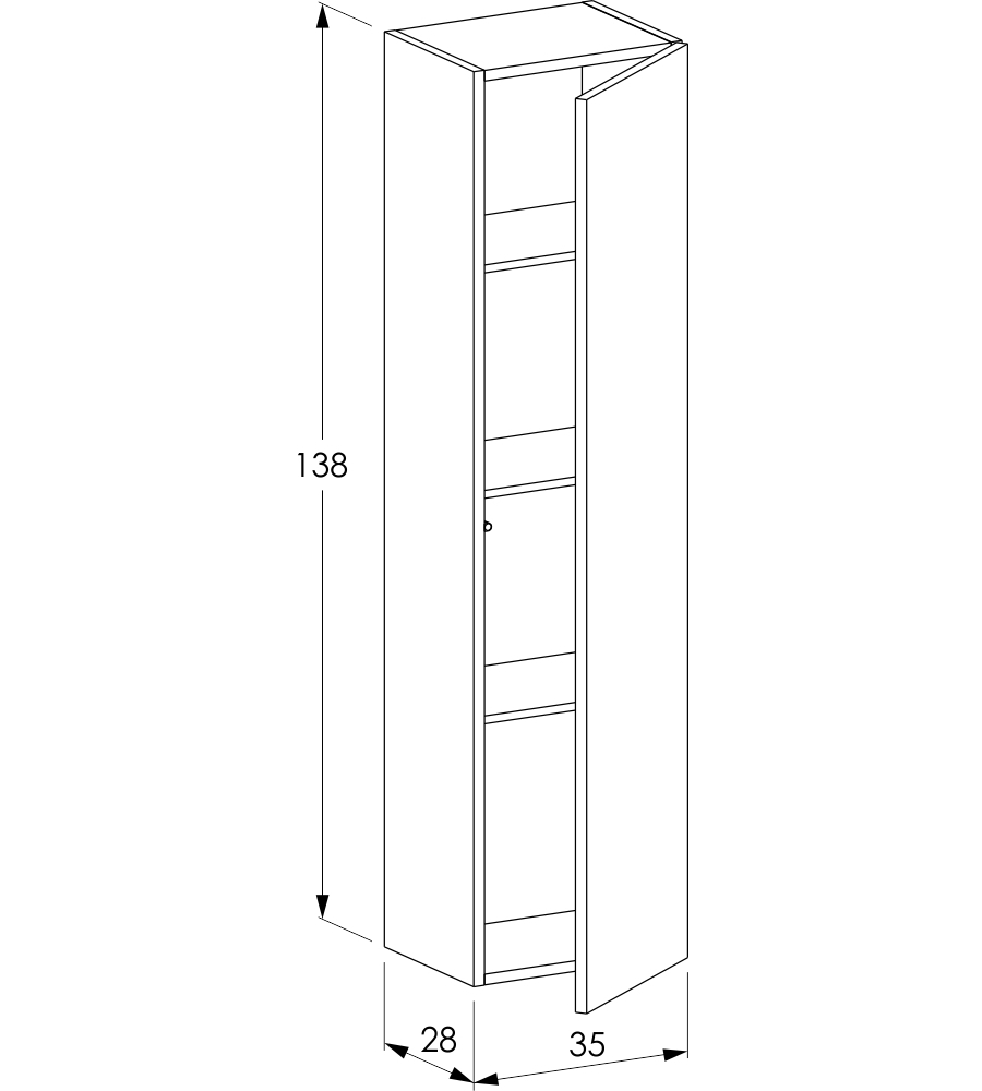 COLONNA PENSILE SOSPESA DECOR BAGNO CON 1 ANTA COLORE GRIGIO CALDO, 35X28X138 CM