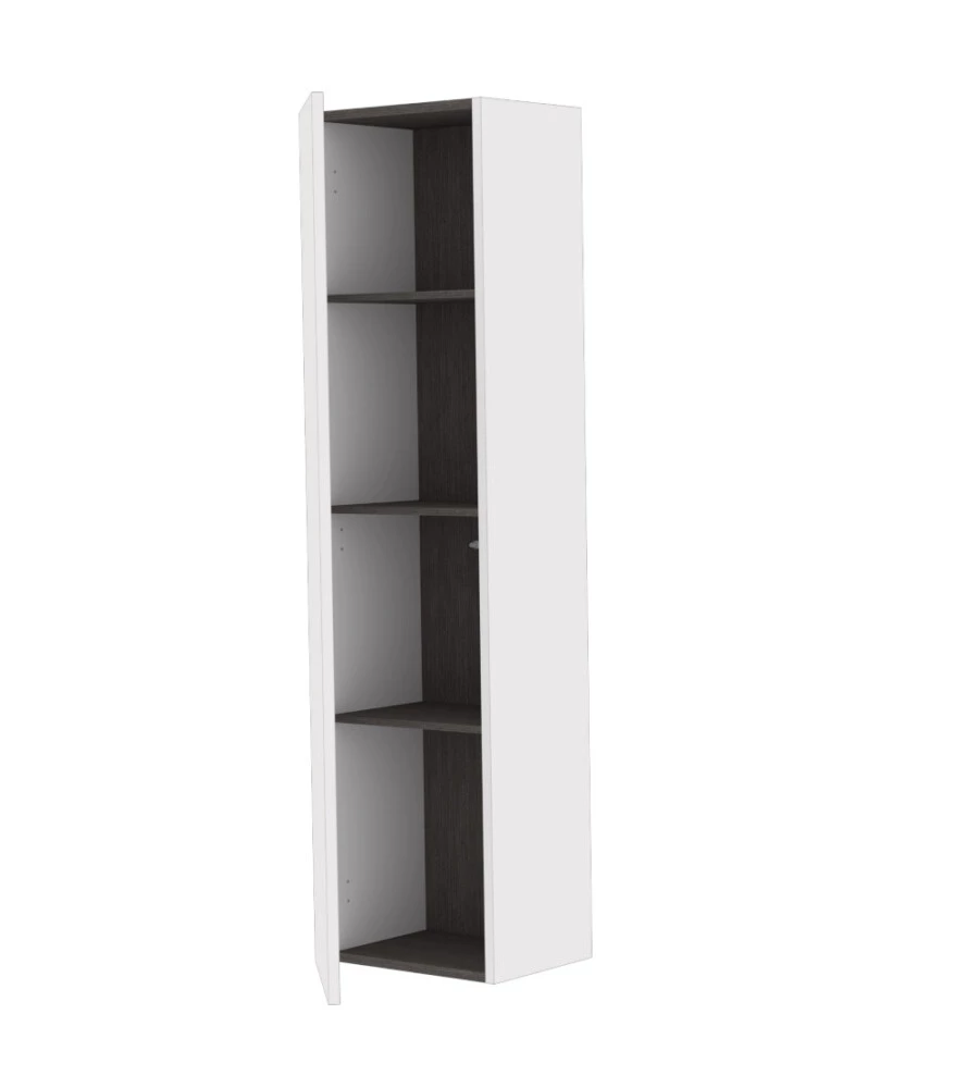 COLONNA PENSILE SOSPESA DECOR BAGNO CON 1 ANTA COLORE BIANCO NEVE, 35X28X138 CM