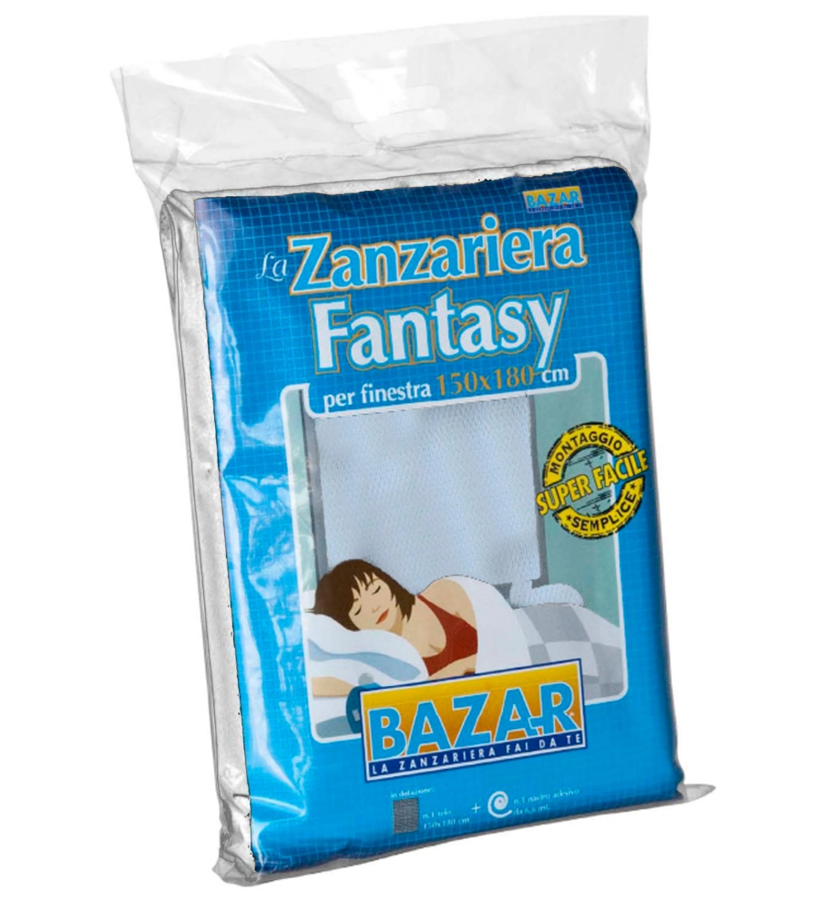 ZANZARIERA PER FINESTRA "FANTASY" BIANCA IN VELCRO 150X180 CM