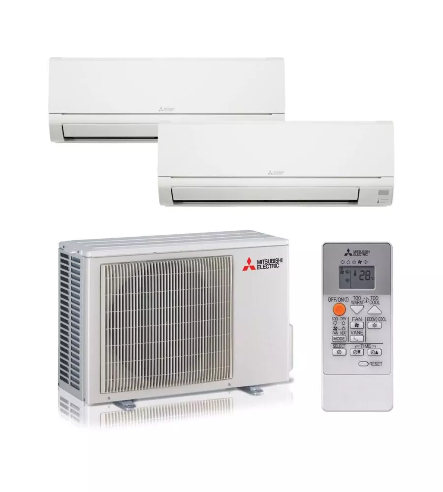 CLIMATIZZATORE CALDO FREDDO MITSUBISHI LINEA SMART SERIE M POMPA DI CALORE "MXZ2HA40VFE12535DWVFKIT" DUALSPLIT E UNITÀ ESTERNA 9000 + 12000 BTU