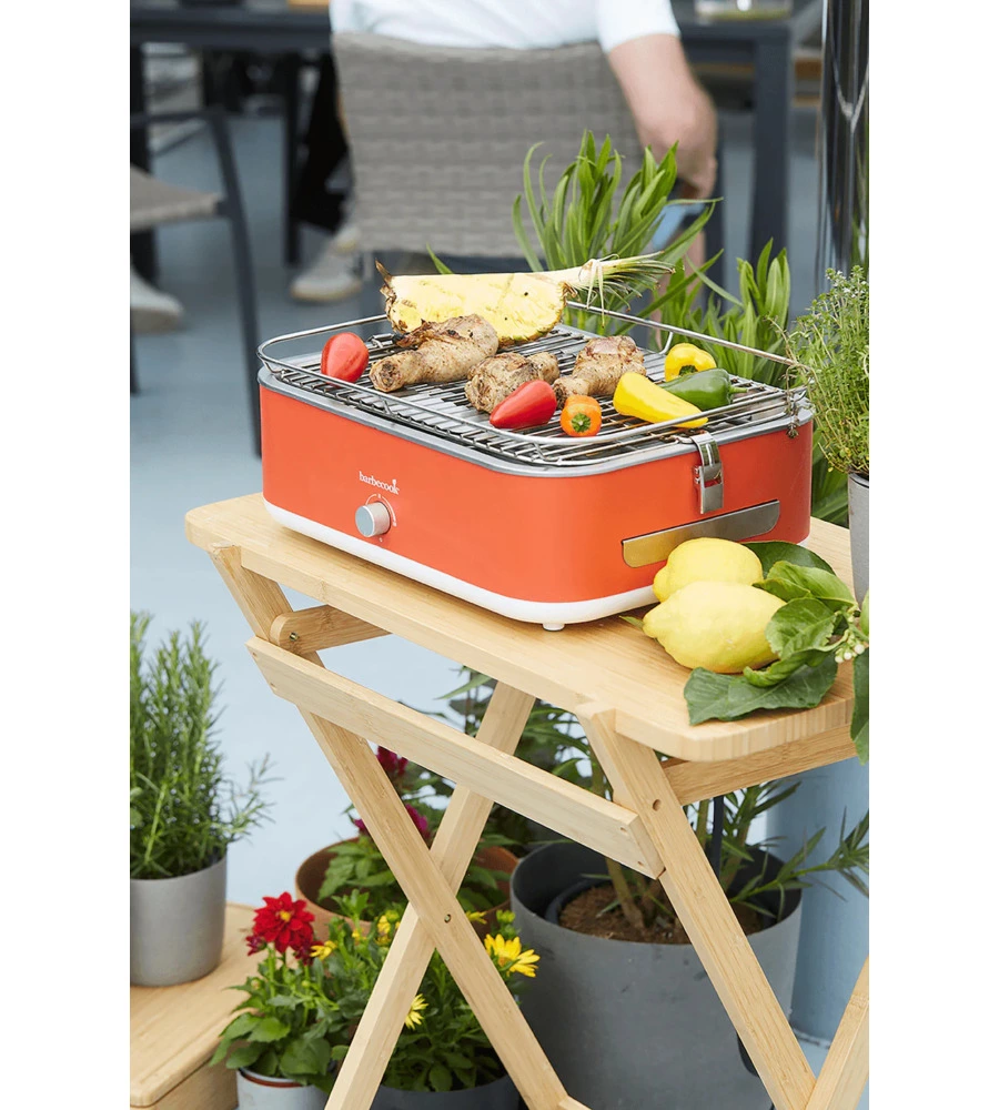BARBECUE ELETTRICO DA TAVOLO BARBECOOK "E-CARLO" IN ACCIAIO INOX ROSSO GRIGLIA 38,5X28,5 CM