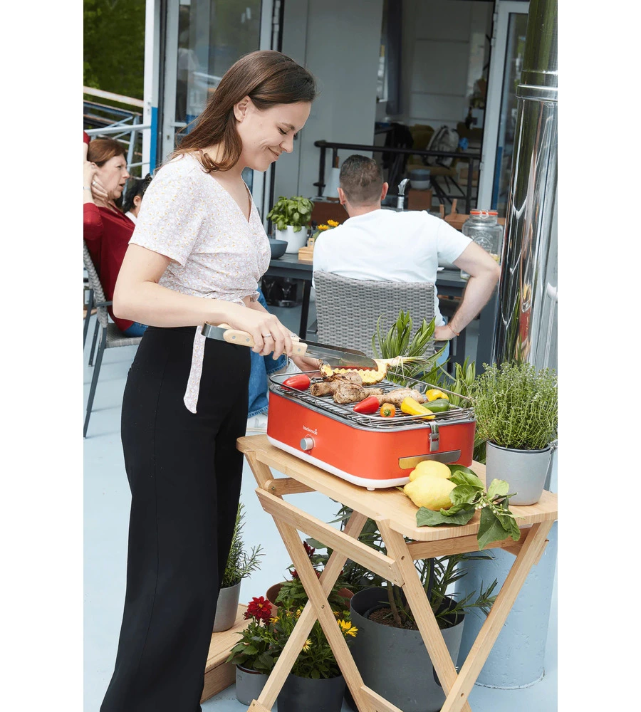 BARBECUE ELETTRICO DA TAVOLO BARBECOOK "E-CARLO" IN ACCIAIO INOX ROSSO GRIGLIA 38,5X28,5 CM