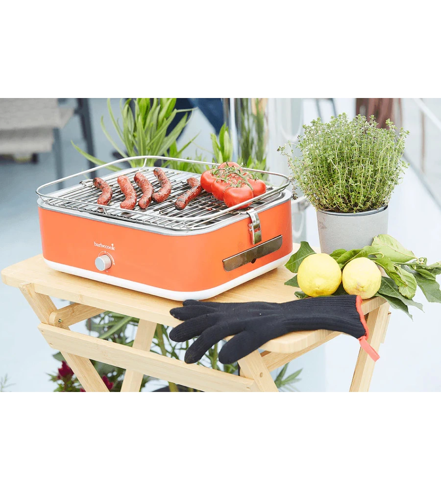 BARBECUE ELETTRICO DA TAVOLO BARBECOOK "E-CARLO" IN ACCIAIO INOX ROSSO GRIGLIA 38,5X28,5 CM