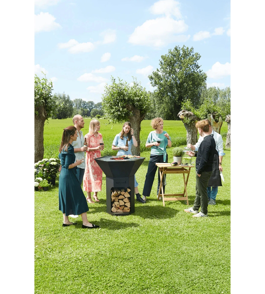 BARBECUE A LEGNA BARBECOOK "NESTOR" IN ACCIAIO ZINCATO NERO, GRIGLIA 89X90 CM