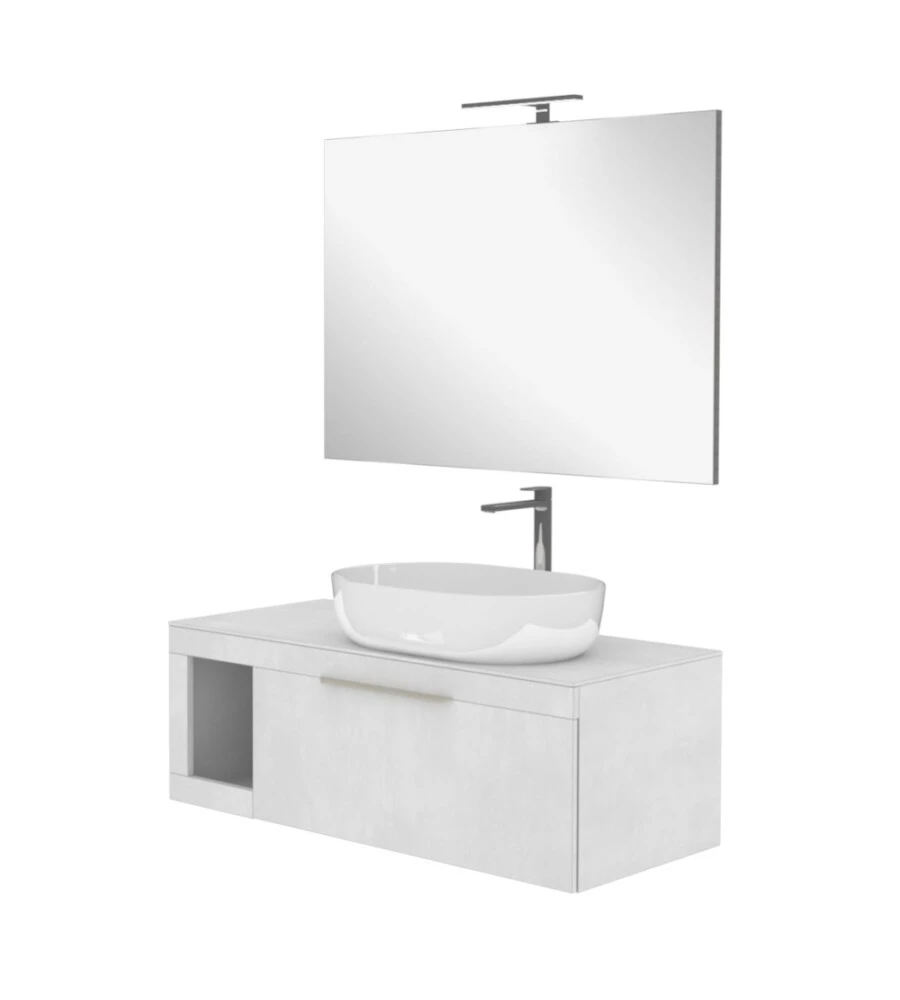 MOBILE BAGNO DECOR BAGNO "TIZIANO" COLORE GRIGIO CIELO, 110 CM