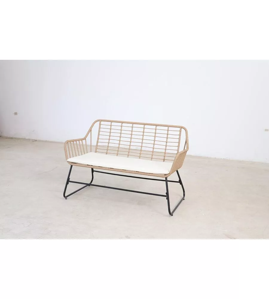 SET DA GIARDINO ESSENZA "CEBU" IN ACCIAIO NERO 2 POLTRONE 1 DIVANO 1 TAVOLO