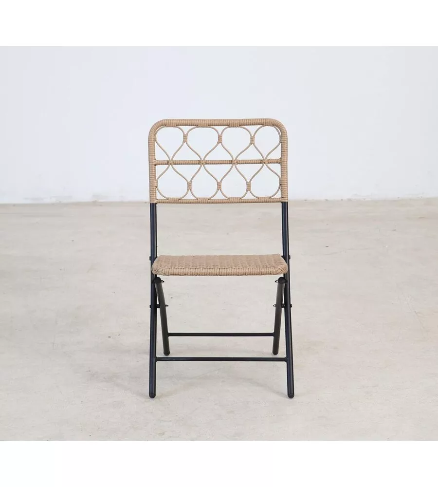 SET DA GIARDINO ESSENZA "MAUI" IN ACCIAIO E POLYRATTAN NERO 2 SEDIE 1 TAVOLO
