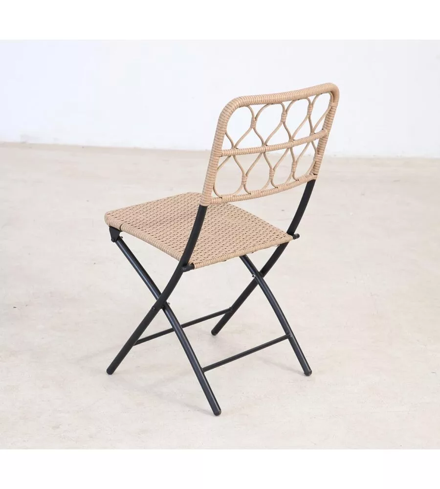 SET DA GIARDINO ESSENZA "MAUI" IN ACCIAIO E POLYRATTAN NERO 2 SEDIE 1 TAVOLO