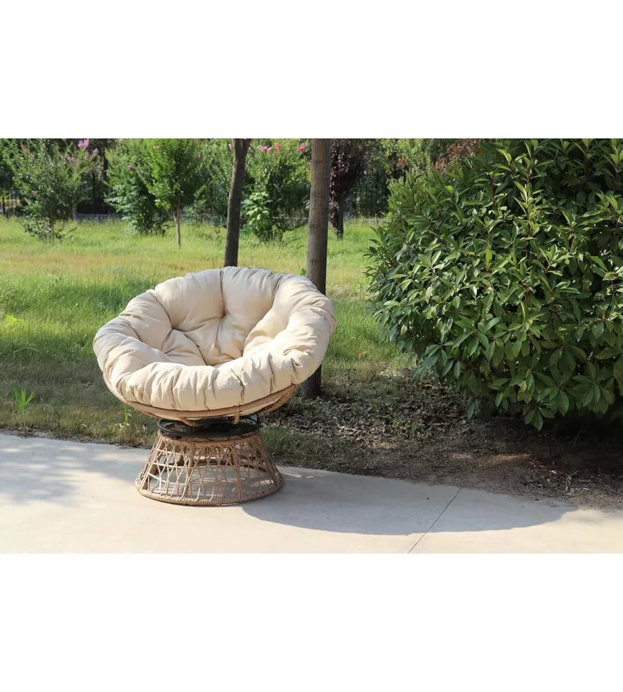 POLTRONA DA ESTERNO GIREVOLE ESSENZA "BORA BORA" IN ACCIAIO E POLYRATTAN 95X84X76 CM